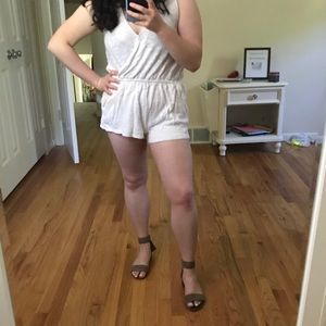 White Textured Romper